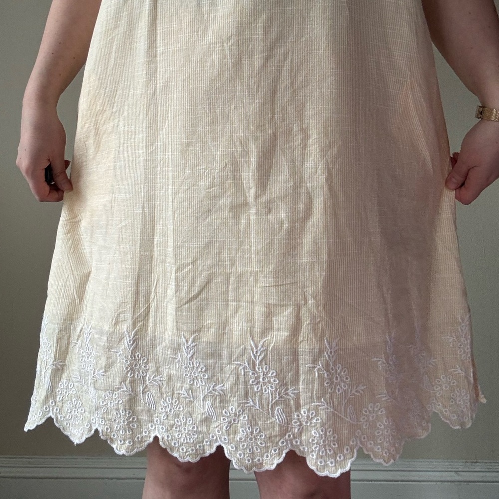 croft & barrow Yellow Striped Sleeveless Eyelet Dress - Picture 2 of 8